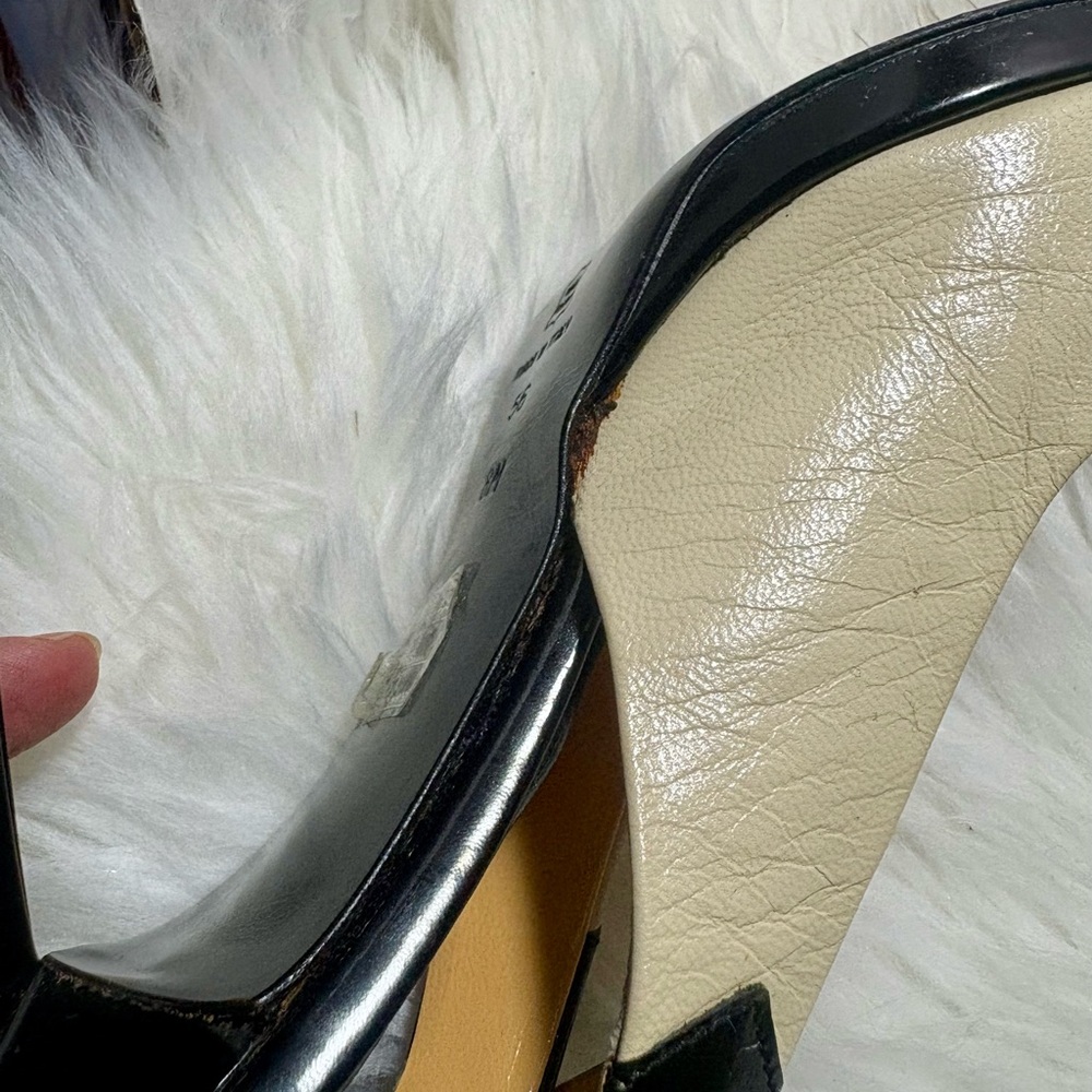 VIA SPIGA Vintage Black and Cream Leather Slingback Heels - Picture 11 of 11